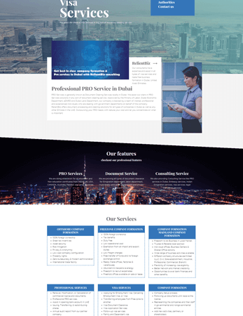 RelientBiz Consulting Dubai HTML Landing web Page Design  